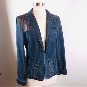 Lauren Jeans Co Denim and Leather Blazer